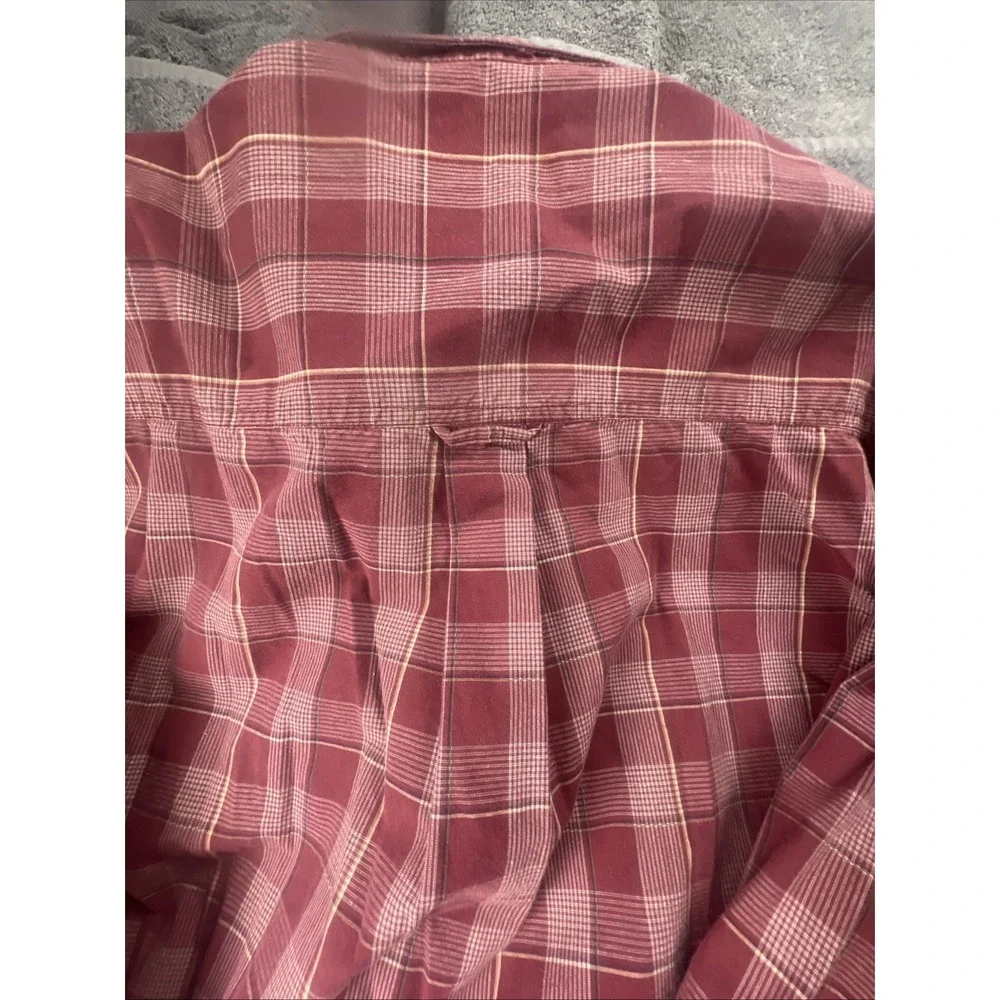 VINTAGE CHAPS RALPH‎ LAUREN  mens Size XLarge plaid maroon button down shirt 90s
